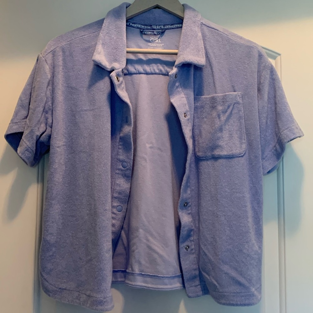 Athleta girl terrycloth button down shirt